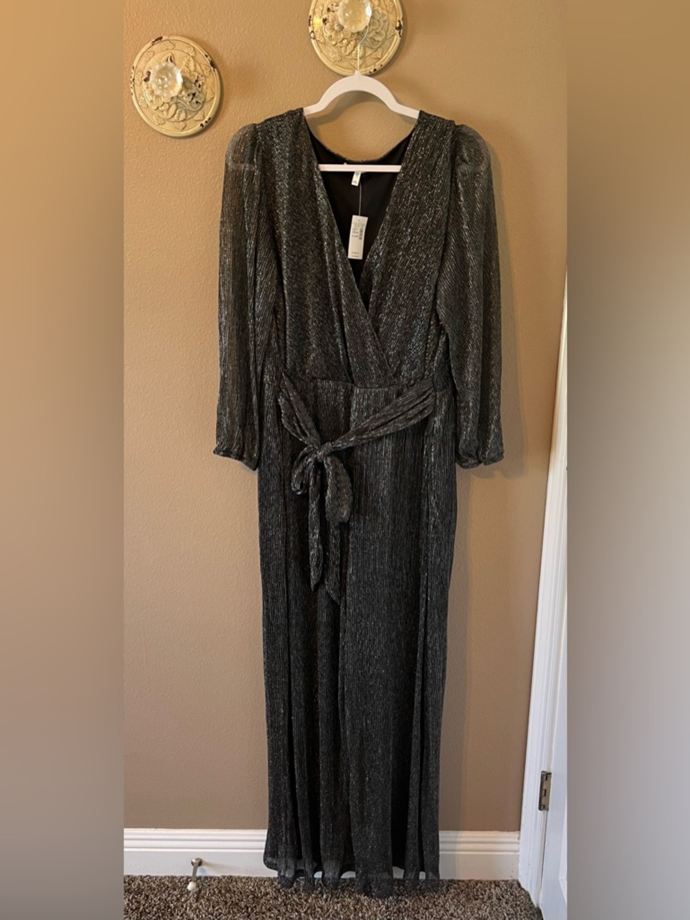 Maurices Black Metallic Long Sleeve Jumpsuit